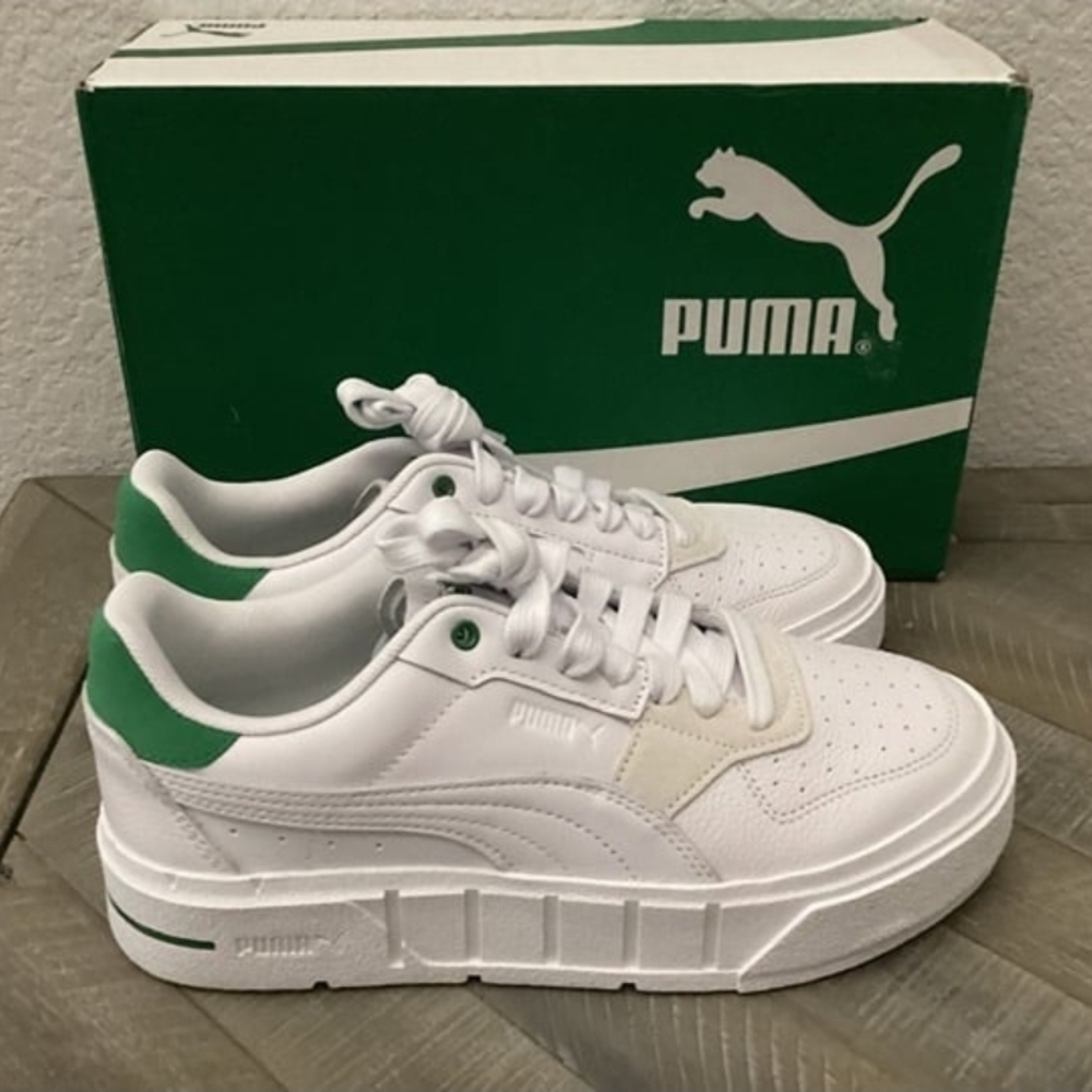 Puma White Sneakers with Green Details